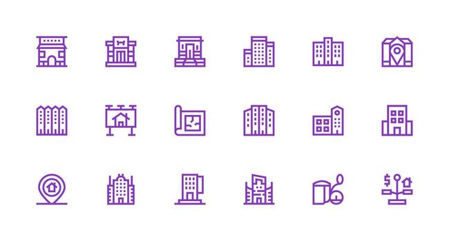 Strong Stroke Line Icons from Property Set with 18 Vectors Fully Editable Icon Set for Web