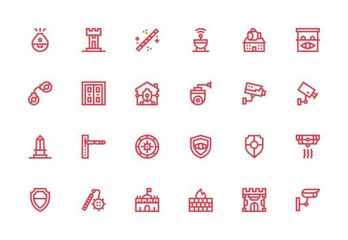 Thick Line Line Icons from Security System Set with 24 Vectors Multi-Purpose Icon Pack for Templates