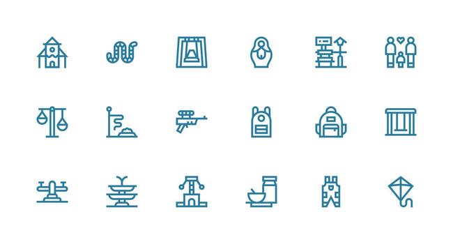Strong Stroke Line Icons from Children Set with 18 Vectors Flexible Icon System for Web Interfaces