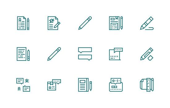 Annotation Design Icons featuring 15 in Regular Line Style Fully Editable Icon Set for Web vector