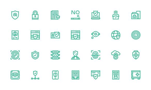 datos proteccion diseño íconos presentando 28 en negrita línea estilo interfaz íconos para diario utilizar vector