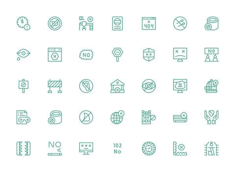 Access Denied featuring 35 Icons in Regular Clean Line Design Editable Icon Collection vector