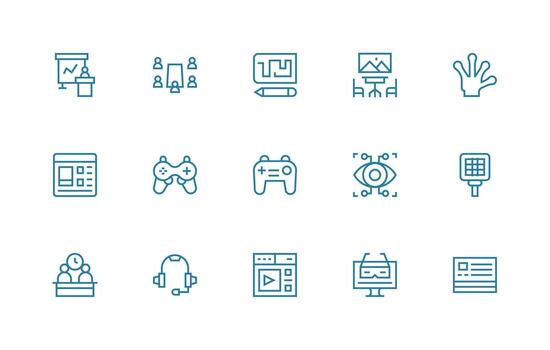 Regular Line Style Interactive Icons with 15 Vectors Editable Icon Collection