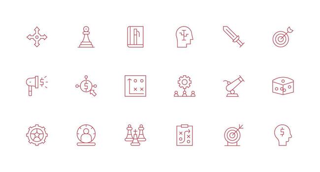 18 Icons for Strategy in Minimal Line Format Line Icon Collection vector