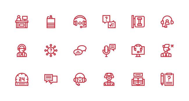 18 Strong Stroke Line Vectors for Help Desk Theme Balanced Icon Set for Functional Design