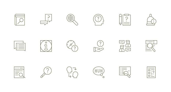 Query Icon Collection with 18 Minimal Line Designs Design Ready Icon Set for Teams vector