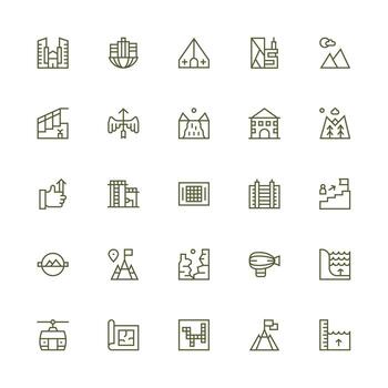 Medium Stroke Outline Icons from Elevation Set with 25 Vectors Balanced Icon Set for Functional Design