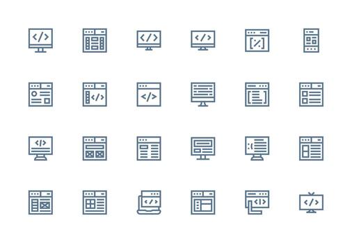 Html Visual Pack containing 24 Thick Line Line Icons User Interface Icons for Digital Products vector
