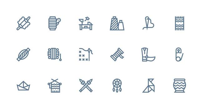 Strong Stroke Line Icons from Handmade Set with 18 Vectors Sharp Icons for Presentations