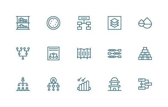 Levels Icon Set with 15 Regular Line Graphics Display Icon Pack vector