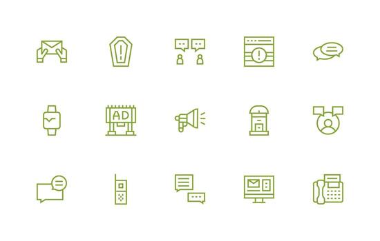 regular línea íconos desde mensaje conjunto con 15 vectores sensible icono conjunto para flexible diseños