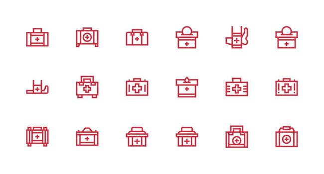 Bandages Set with 18 Strong Stroke Line Icons Scalable Icons for Cross-Platform Interfaces vector