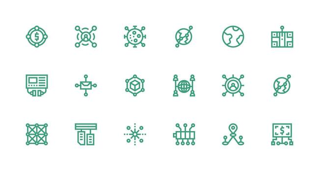 Strong Stroke Line Icons from Connections Set with 18 Vectors Sharp Icons for Presentations