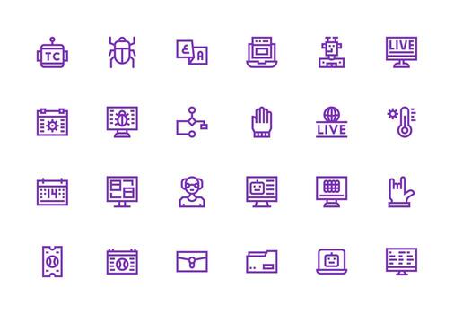 grueso línea línea íconos desde programa conjunto con 24 vectores simplificado icono paquete para visual herramientas