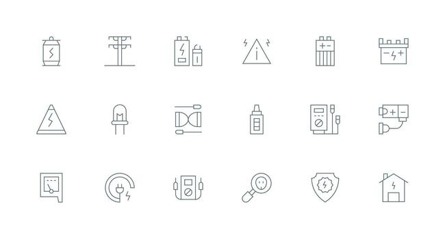 Minimal Line Icons from Voltage Set with 18 Vectors User Interface Icons for Digital Products