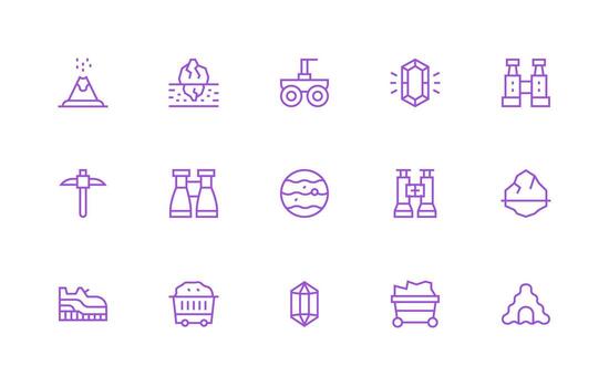 15 Regular Line Designs for Geology Icons UI and UX Focused Icon Collection vector
