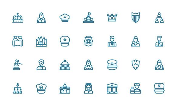 Authority Set with 28 Bold Line Icons Complete Icon Bundle for Web Design vector