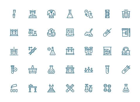 Experiment Icon Set with 35 Regular Clean Line Graphics UI and UX Focused Icon Collection vector