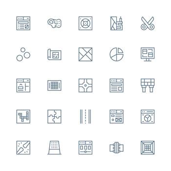 Section Set with 25 Medium Stroke Outline Icons Well-Structured Icons for Creative Use vector
