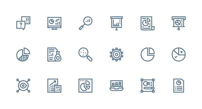 18 Strong Stroke Line Style Icons from Data Analysis Collection Scalable Icons for All Themes vector