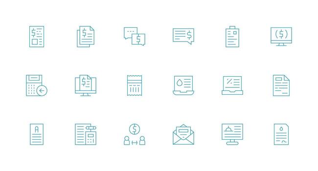 18 mínimo línea estilo íconos desde factura colección equilibrado icono conjunto para funcional diseño vector