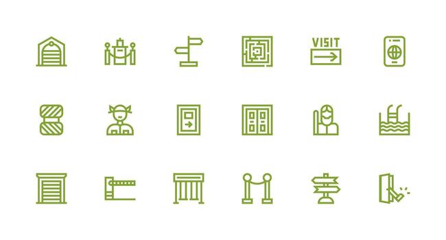 Exit Icon Set with 18 Strong Stroke Line Graphics Smart Icon Collection vector