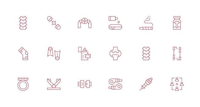 18 Icons for Joint in Minimal Line Format Simplified Icon Pack for Visual Tools vector