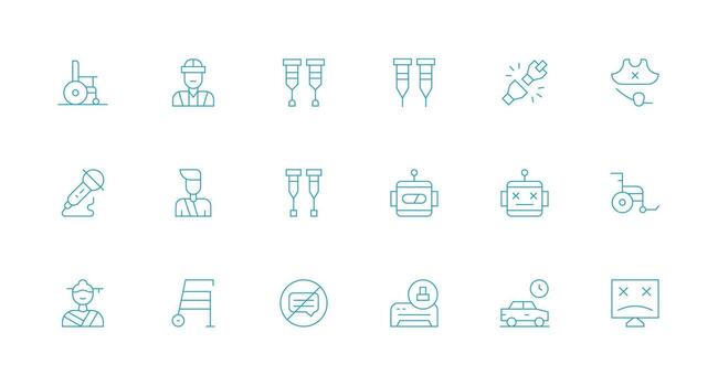 Disabled including 18 Minimal Line Illustrations Icon Set for Projects vector