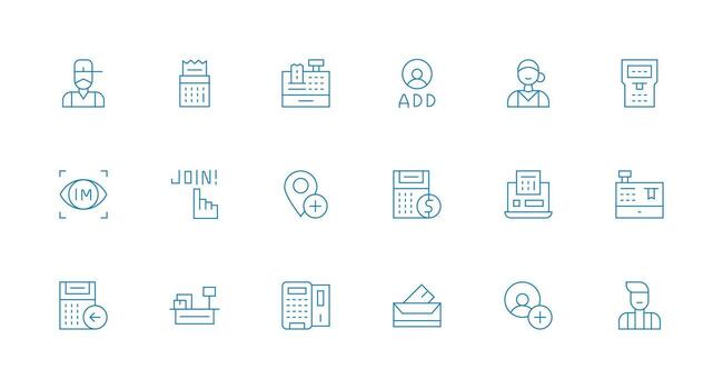 mínimo línea íconos desde Registrarse conjunto con 18 vectores tablero icono serie