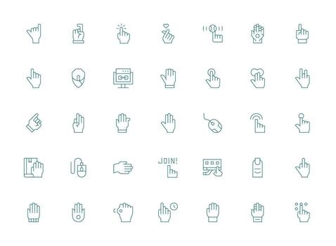 Light Line Style Click Icons with 35 Vectors Line Icon Collection