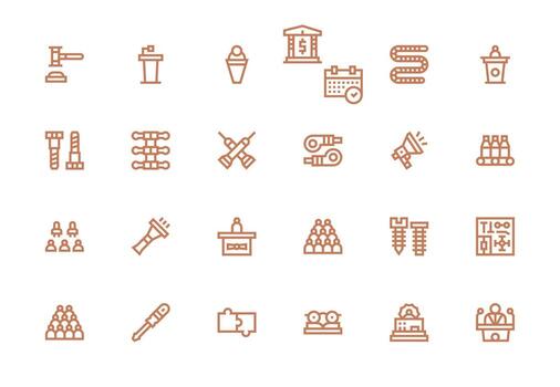 Assembly Set with 24 Thick Line Line Icons UI and UX Focused Icon Collection vector