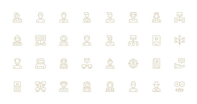 32 cliente íconos en Delgado línea estético interfaz íconos para diario utilizar vector