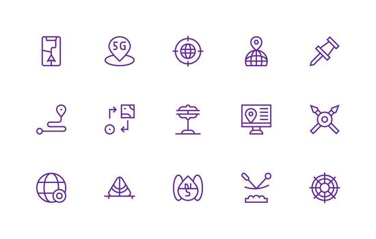 Positioning Icon Set with 15 Regular Line Graphics Icon Set for Projects vector