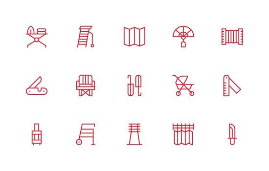 15 Regular Line Icons for Folding Graphics Interface Icon Collection for Daily Projects vector
