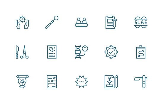 15 regular línea estilo íconos desde procedimiento colección aplicación icono paquete vector