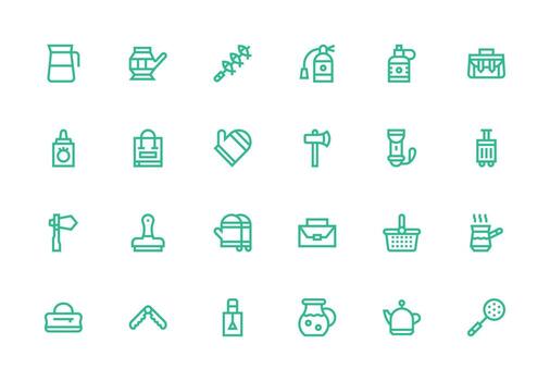 24 encargarse de íconos en grueso línea línea estético equilibrado icono conjunto para funcional diseño vector