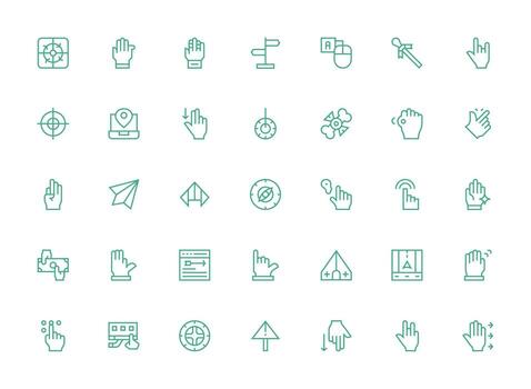 35 Regular Clean Line Style Icons from Pointer Collection Clear and Concise Icon Set Collection vector