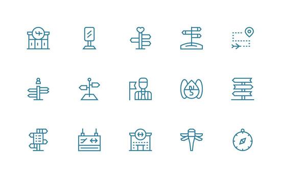 Regular Line Icons from Wayfinding Set with 15 Vectors High-Quality Icon Pack