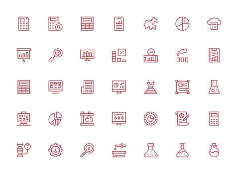 35 Regular Clean Line Designs for Analysis Icons Multi-Style Icons for Creative Projects vector