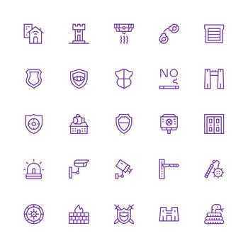 Security System Visual Pack containing 25 Medium Stroke Outline Icons Web and App Icon Pack Collection vector