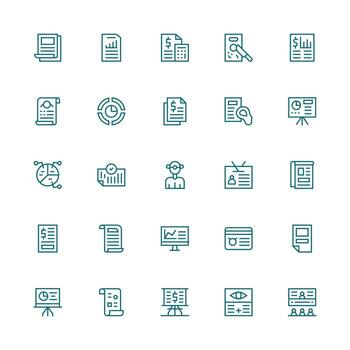 Summary Set with 25 Medium Stroke Outline Icons UI-Ready Icon Collection vector