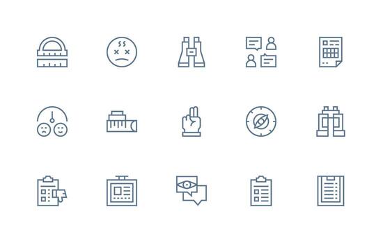 Survey featuring 15 Icons in Regular Line Design All-Purpose Icon Design Pack vector