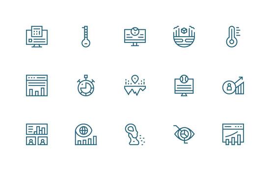 Regular Line Icons from Analytics Set with 15 Vectors Icon Pack
