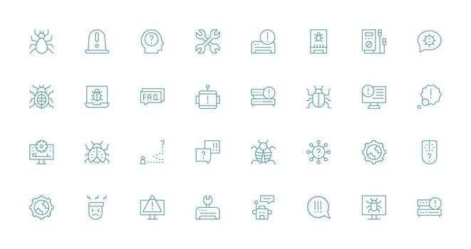 32 Thin Line Style Icons from Troubleshooting Collection Dashboard Icon Series vector
