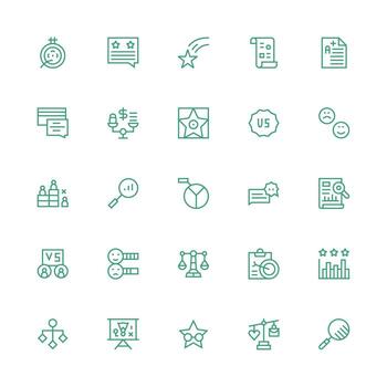 Evaluation Icon Set with 25 Medium Stroke Outline Graphics Digital Product Icons for Fast Delivery vector