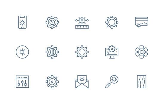 15 parámetros íconos en regular línea estético profesional icono conjunto vector