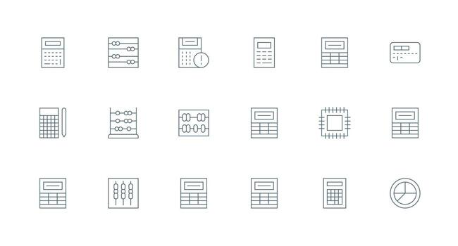 aritmética diseño íconos presentando 18 en mínimo línea estilo creativo icono conjunto vector