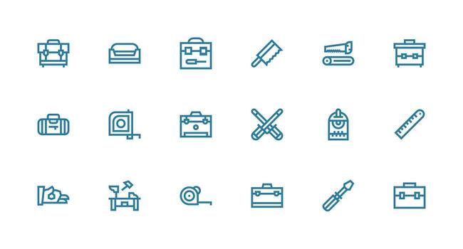 Carpentry Icon Set with 18 Strong Stroke Line Graphics Scalable Icon Pack vector