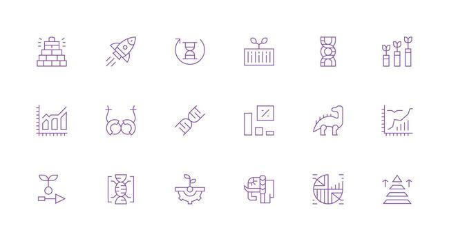 evolución diseño íconos presentando 18 en mínimo línea estilo funcional icono serie vector