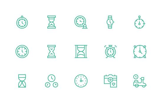 15 íconos para momento en regular línea formato optimizado icono paquete para digital productos vector